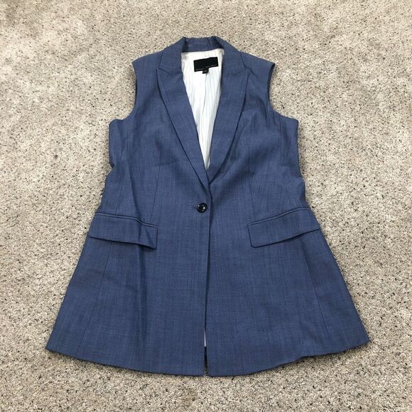 Banana Republic Vest Womens 2 Blue Wool Blazer Jacket Coat Business Casual - Picture 1 of 8